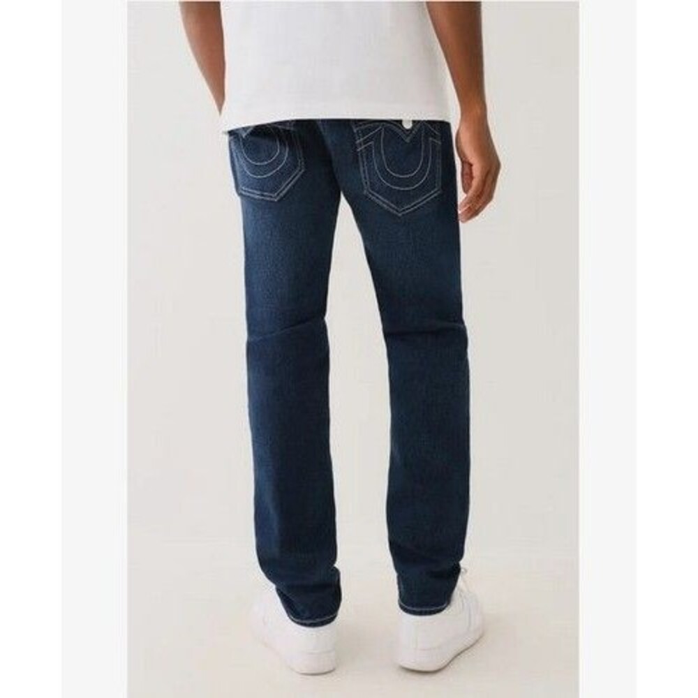 True Religion Mens Rocco Relaxed Skinny Flap Jeans Dark Blue 34x32 NWT MSRP 159$